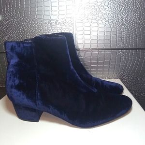 Joie suede ankle boot blue block heel zip up women's size 8